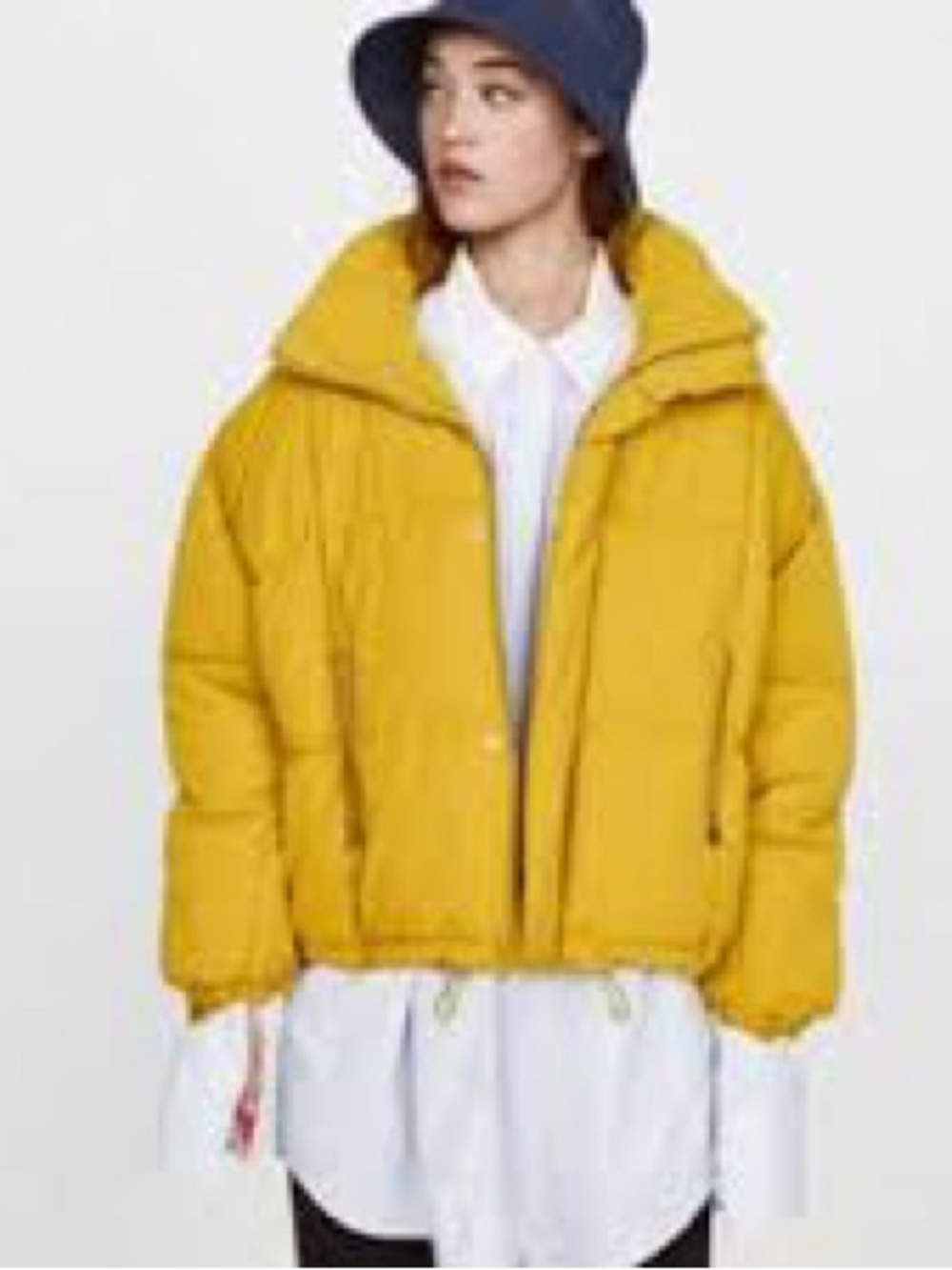 Zara Yellow Cropped Puffer Jacket
